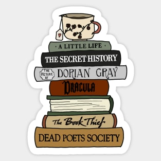 Dark Academia book stack Sticker